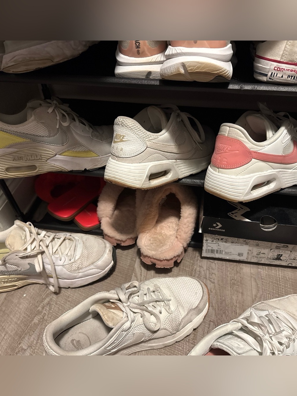 Nike Women’s White Sneakers with Pink Heel Accent